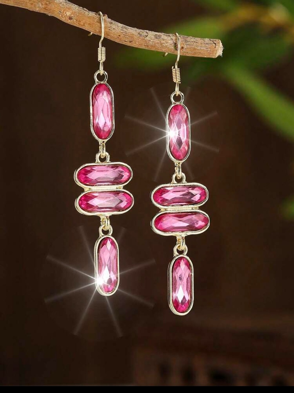 Hot Pink Faceted Drop Earrings - Women Jewelry